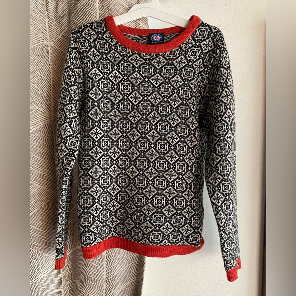 ICEWEAR Women's Icelandic Sweater Pullover Wool Black Beige Sz XS